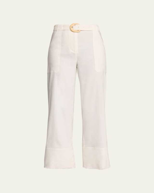 Belted Crop Wide-Leg Pants